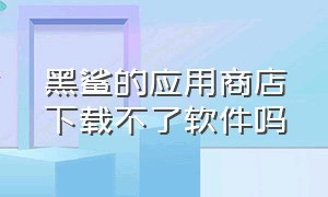 黑鲨的应用商店下载不了软件吗