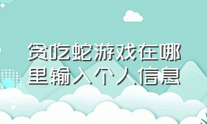 贪吃蛇游戏在哪里输入个人信息