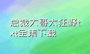 总裁大哥太狂野txt全集下载