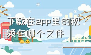 下载在app里的视频在哪个文件