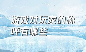 游戏对玩家的称呼有哪些