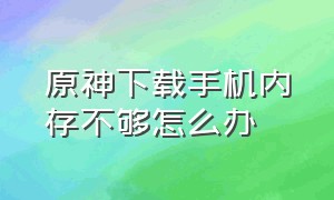 原神下载手机内存不够怎么办