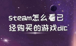 steam怎么看已经购买的游戏dlc