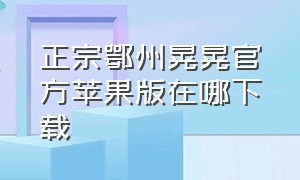 正宗鄂州晃晃官方苹果版在哪下载