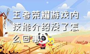 王者荣耀游戏内技能介绍没了怎么回事