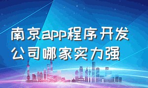 南京app程序开发公司哪家实力强