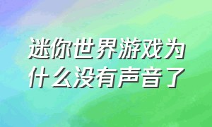 迷你世界游戏为什么没有声音了