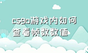 csgo游戏内如何查看帧数数值