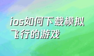 ios如何下载模拟飞行的游戏