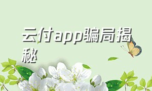 云付app骗局揭秘