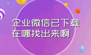 企业微信已下载在哪找出来啊