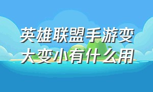 英雄联盟手游变大变小有什么用