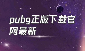 pubg正版下载官网最新