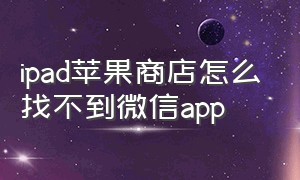 ipad苹果商店怎么找不到微信app