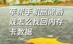 苹果手机删除游戏怎么找回内存卡数据