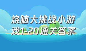 烧脑大挑战小游戏1-20通关答案