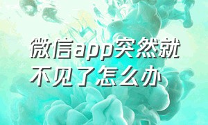 微信app突然就不见了怎么办