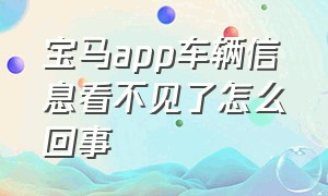 宝马app车辆信息看不见了怎么回事