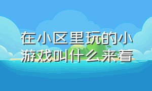 在小区里玩的小游戏叫什么来着