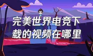 完美世界电竞下载的视频在哪里