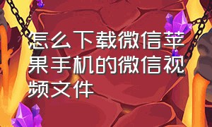 怎么下载微信苹果手机的微信视频文件