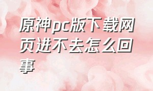 原神pc版下载网页进不去怎么回事