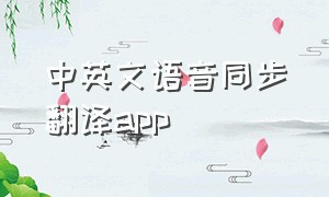 中英文语音同步翻译app