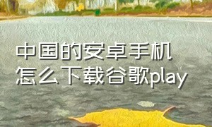 中国的安卓手机怎么下载谷歌play