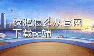 夜鸦怎么从官网下载pc端