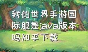 我的世界手游国际服是java版本吗知乎下载