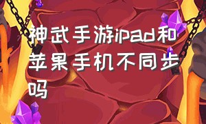 神武手游ipad和苹果手机不同步吗