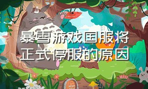 暴雪游戏国服将正式停服的原因