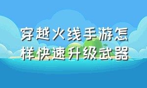 穿越火线手游怎样快速升级武器