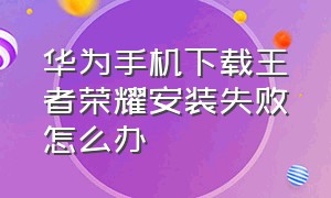 华为手机下载王者荣耀安装失败怎么办