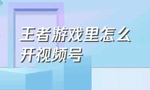 王者游戏里怎么开视频号