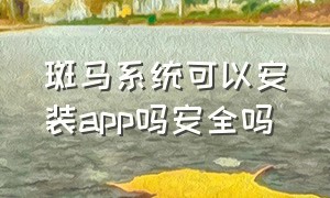 斑马系统可以安装app吗安全吗