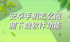 安卓手机怎么限制下载软件功能