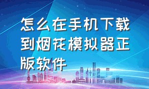 怎么在手机下载到烟花模拟器正版软件