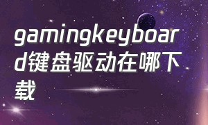 gamingkeyboard键盘驱动在哪下载