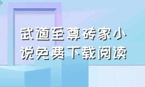 武道至尊砖家小说免费下载阅读