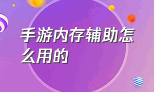 手游内存辅助怎么用的