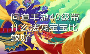 问道手游40级带什么法宠宝宝比较好