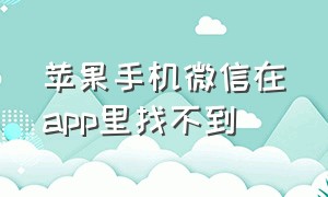 苹果手机微信在app里找不到