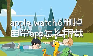 apple watch6删掉自带app怎么下载