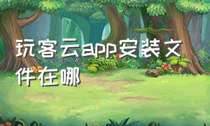 玩客云app安装文件在哪