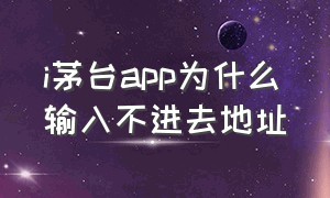 i茅台app为什么输入不进去地址