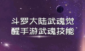 斗罗大陆武魂觉醒手游武魂技能