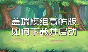 盖瑞模组高仿版如何下载并启动