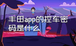 丰田app的控车密码是什么