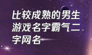 比较成熟的男生游戏名字霸气二字网名